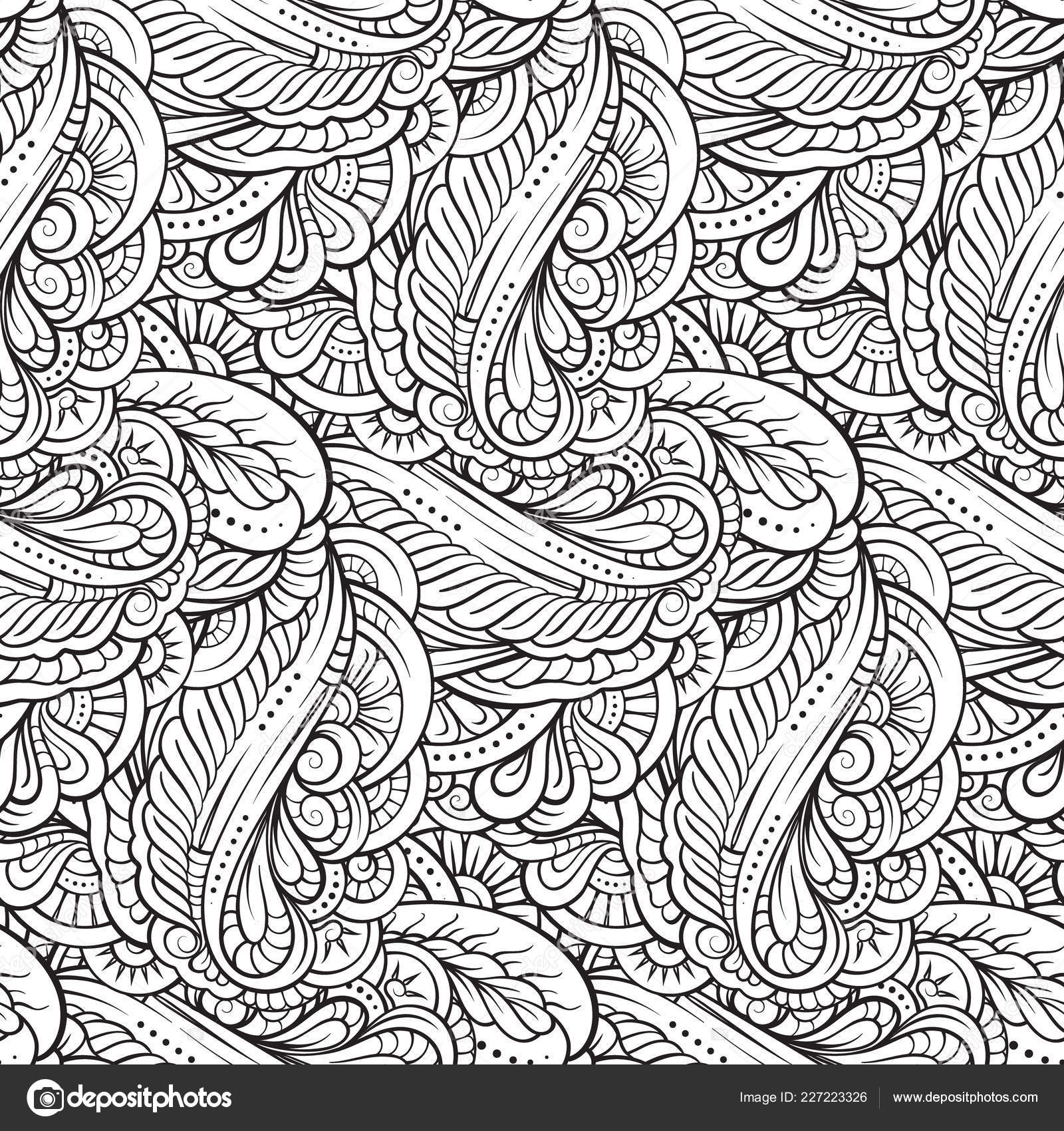 Vector Black White Decorative Elements Seamless Pattern Stock Vector