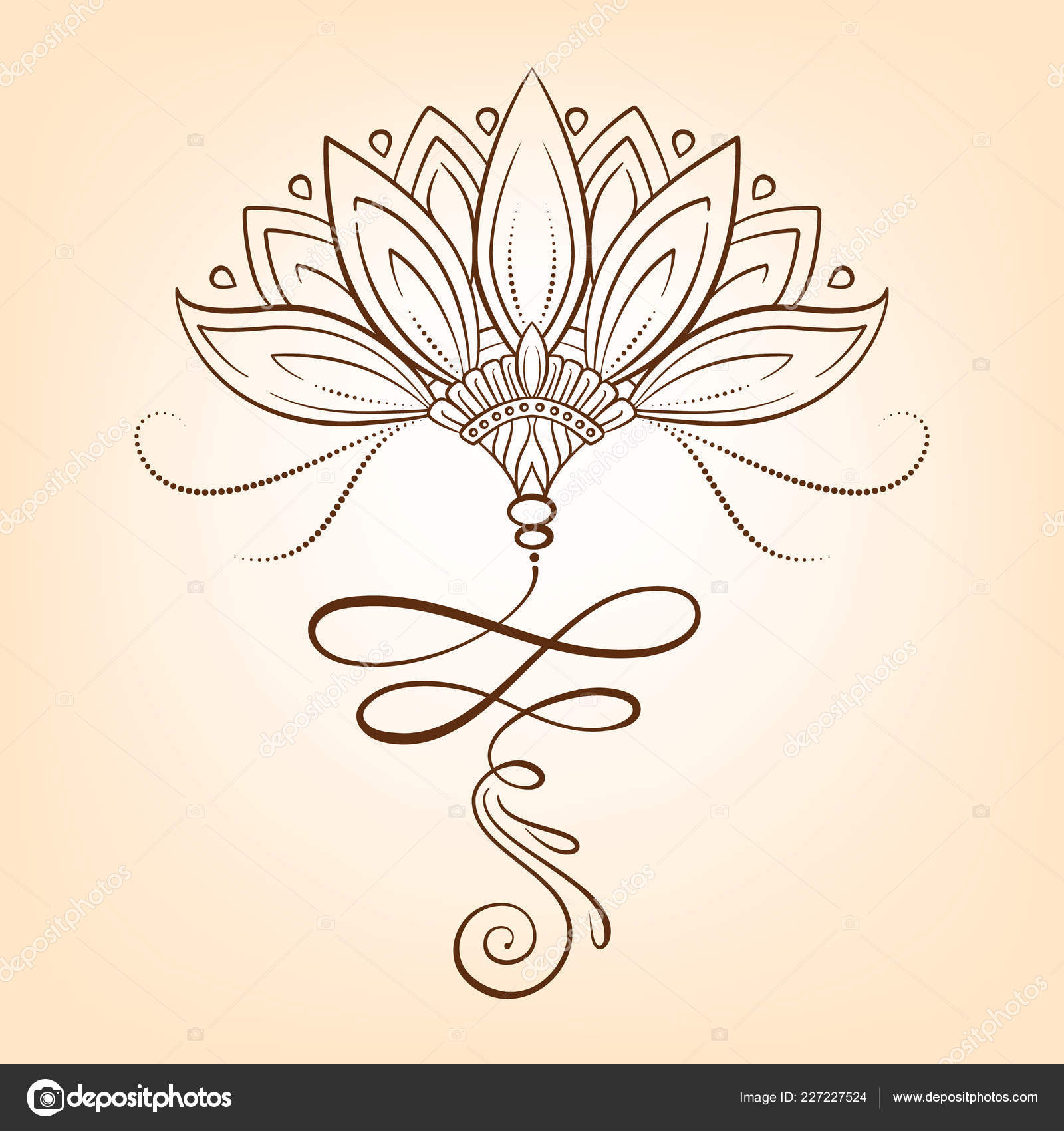 Fiore Loto Vettore Disegnato Mano Simbolo Orientale Magico