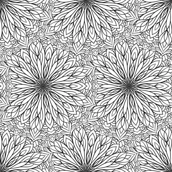 Black and white vector ethnic elements seamless pattern.