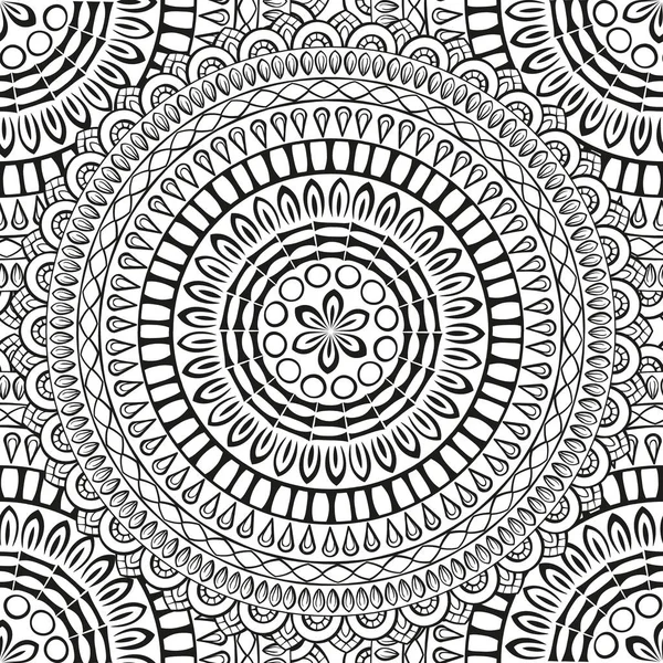 Black and white vector ethnic elements seamless pattern.