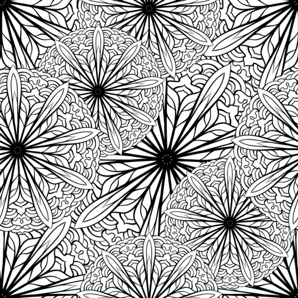 Black and white vector ethnic elements seamless pattern.