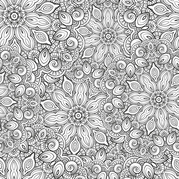 Black and white vector ethnic elements seamless pattern.