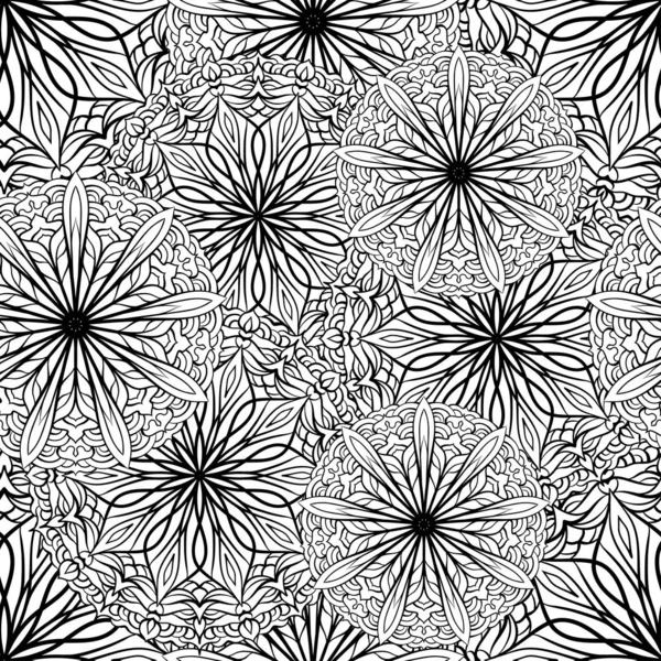 Black and white vector ethnic elements seamless pattern.