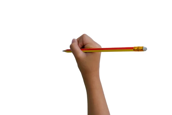 Beyaz bir arka plan üzerinde yazmak için kullanım kalem bir kızdır.