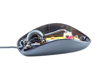 Eski siyah fare açıldığında beyaz bir arka plan üzerinde izole.