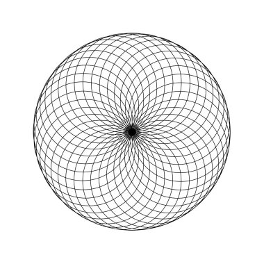 Beyaz bir arka plan üzerinde siyah elemanları ile soyut mandala.
