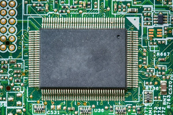 Componenti Della Scheda Madre Includere Chip Presa Cpu Dissipatore Calore — Foto Stock