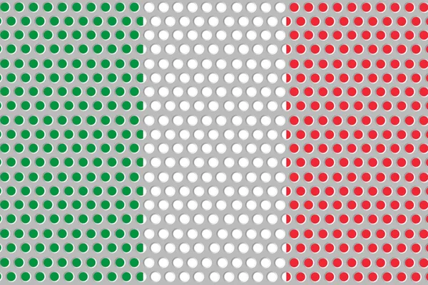 Flag of Italy on a metal wall background.