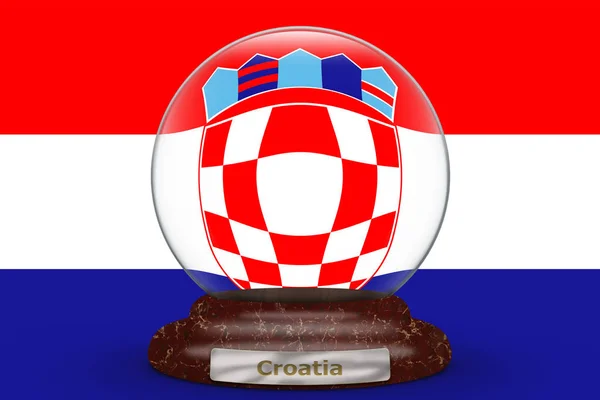 Drapeau Croatie Sur Fond Globe Neige — Photo