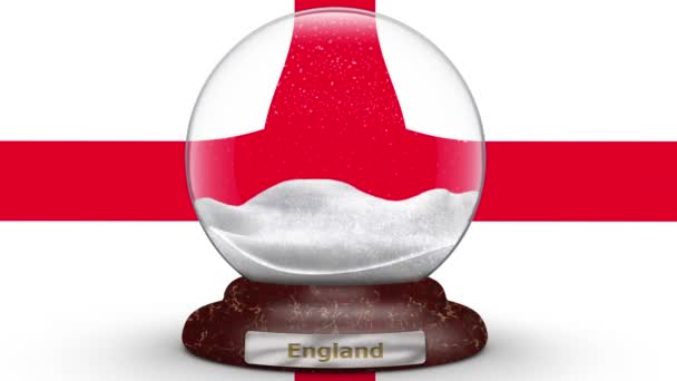 Motion Globe Neige Graphique Sur Fond Drapeau Angleterre — Video