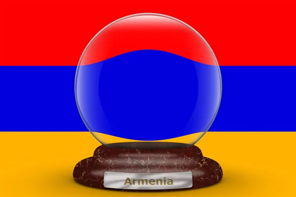 Flagge Von Armenien Auf Einem Schneekugelhintergrund — Stockfoto