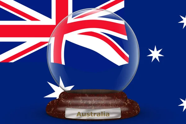 Snow Globe Háttér Ausztrália Zászlaja — Stock Fotó