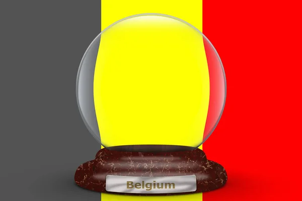 Vlag Van België Een Sneeuw Globe Achtergrond — Stockfoto