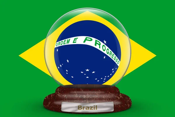 Bandeira Brasil Fundo Globo Neve — Fotografia de Stock