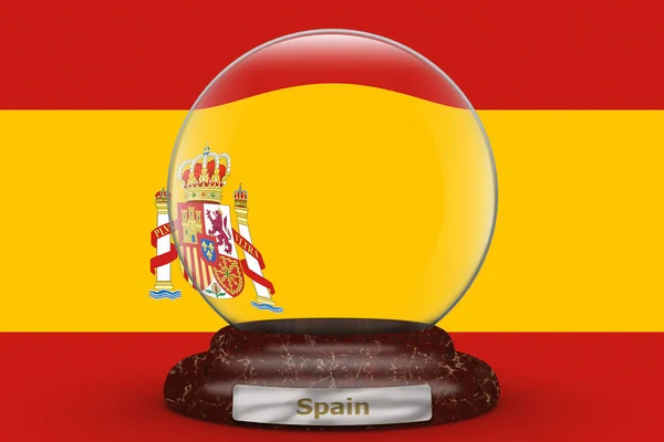 Bandera España Sobre Fondo Bola Nieve — Foto de Stock