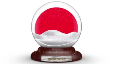 Japonca arka plan bayrağı üzerinde hareket grafik kar küresi.