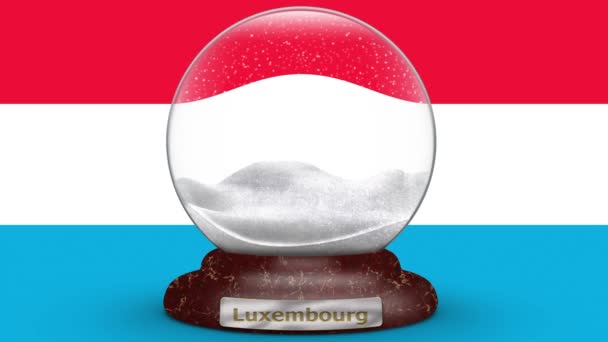 Motion Gráfico Globo Neve Bandeira Luxemburgo Fundo — Vídeo de Stock