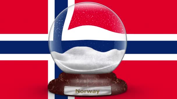 Motion Gráfico Globo Neve Bandeira Noruega Fundo — Vídeo de Stock