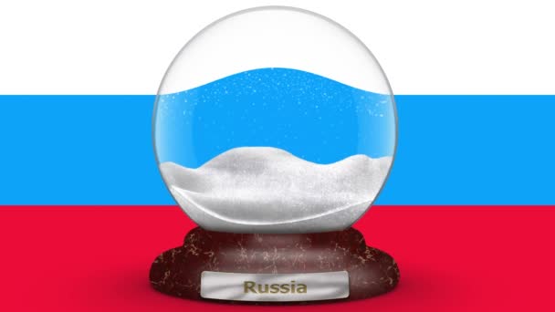 Moção Gráfico Globo Neve Bandeira Rússia Fundo — Vídeo de Stock