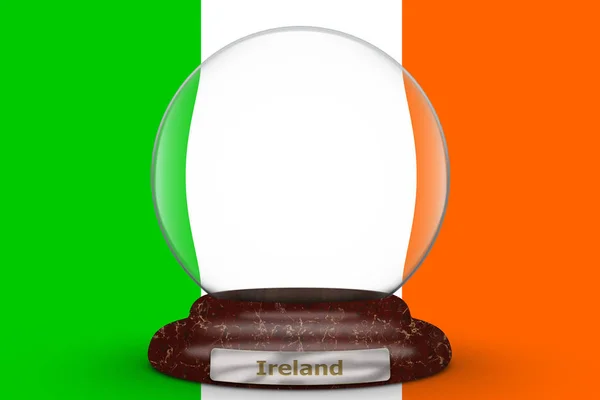 Bandeira Irlanda Fundo Globo Neve — Fotografia de Stock