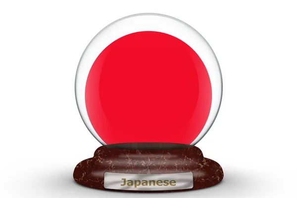 Japansk Flagga Snön Jordglob Bakgrund — Stockfoto