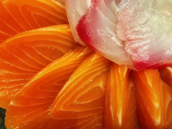 Sashimi Plato Nacional Japonés Contiene Muchos Tipos Carne Pescado Como —  Fotos de Stock