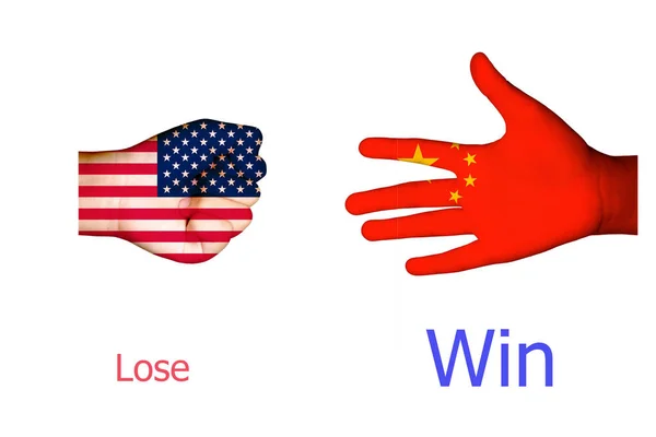 Bandeiras dos EUA e da China — Fotografia de Stock