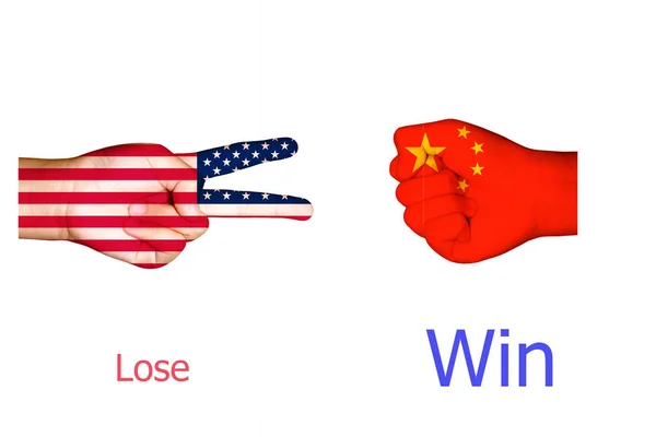 Bandeiras dos EUA e da China — Fotografia de Stock