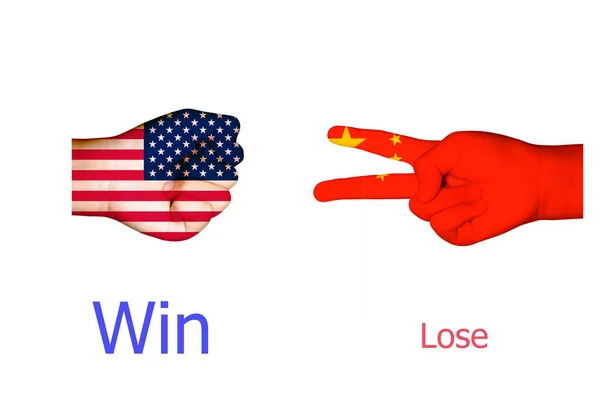 Lijst van vlaggen van de VS en China — Stockfoto
