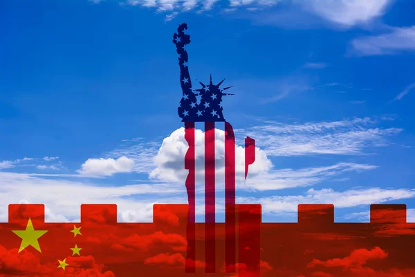 Flags of USA and China