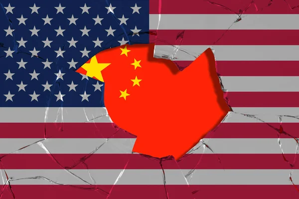Прапори США і Китай — стокове фото
