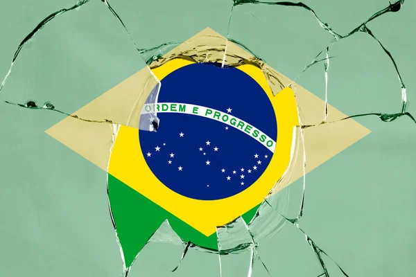 Флаг Бразилии по стеклу — стоковое фото