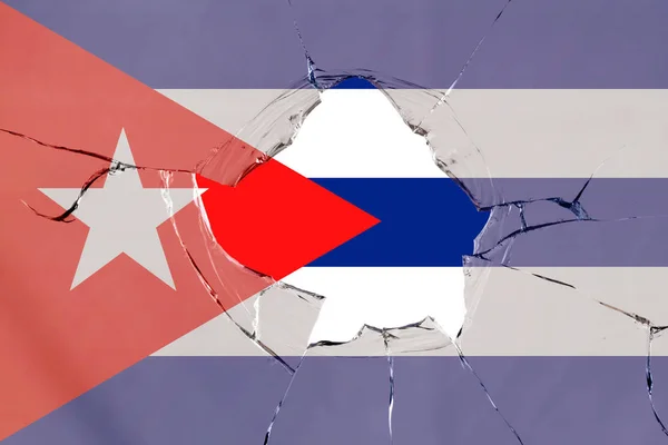 Bandera de Cuba sobre vidrio — Foto de Stock