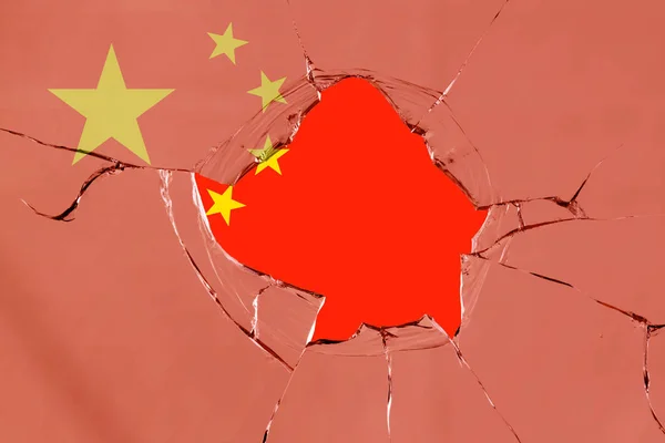 Flagge aus China auf Glas — Stockfoto