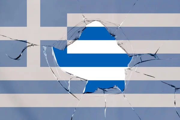 유리 위에 놓인 그리스의 국기 — 스톡 사진