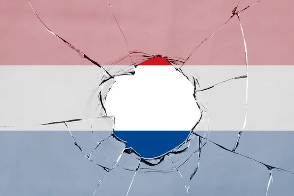 Hollandia lobogója az üvegen — Stock Fotó