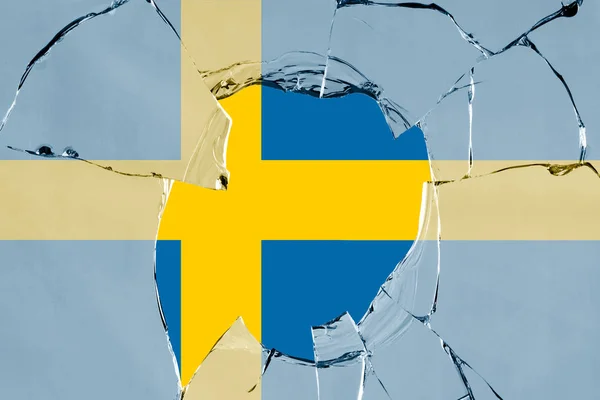 Флаг Швеции по стеклу — стоковое фото