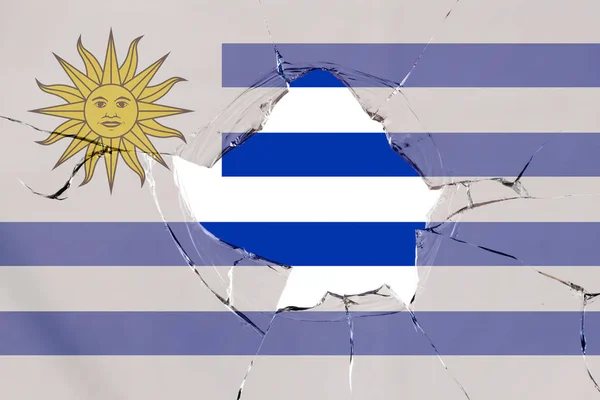 Прапор Уругваю на склі. — стокове фото