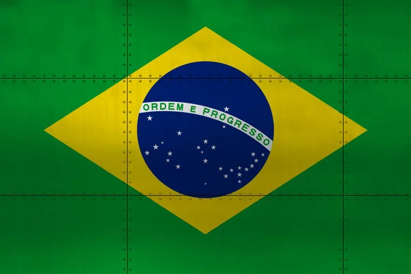 Флаг Бразилии по металлу — стоковое фото