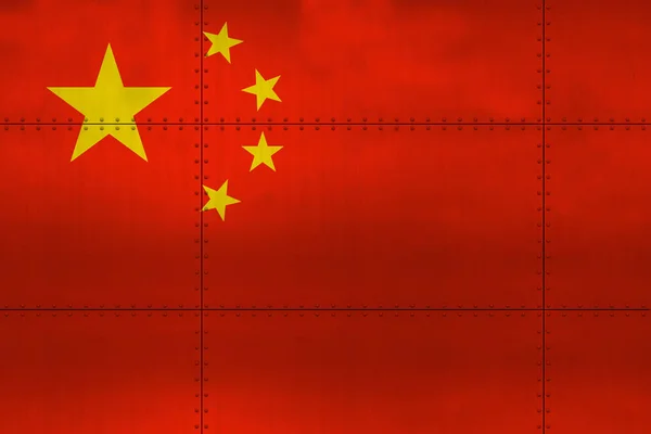 Metal üzerinde Çin bayrağı — Stok fotoğraf