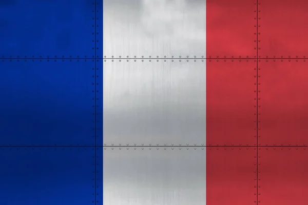 Flagge von Frankreich auf Metall — Stockfoto