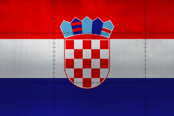 Vlag van Kroatië op metaal — Stockfoto