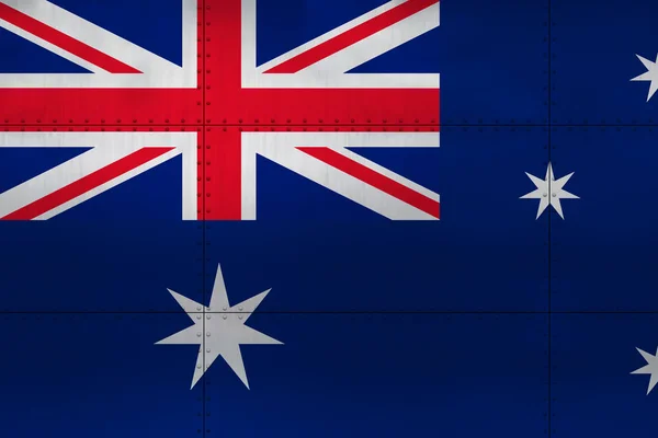 Bandera de Australia sobre metal —  Fotos de Stock