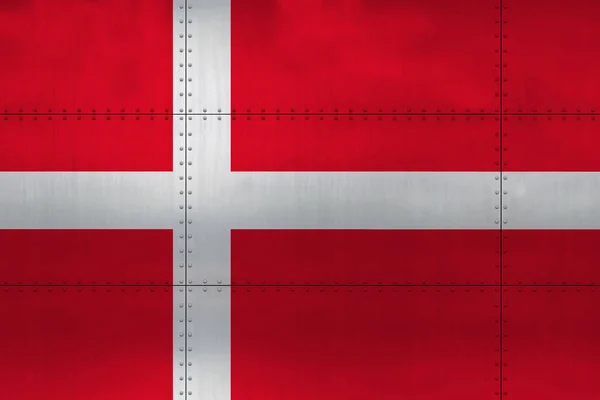 Danmarks flag på metal - Stock-foto