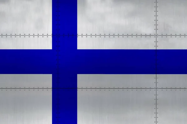 Drapeau de Finlande sur métal — Photo