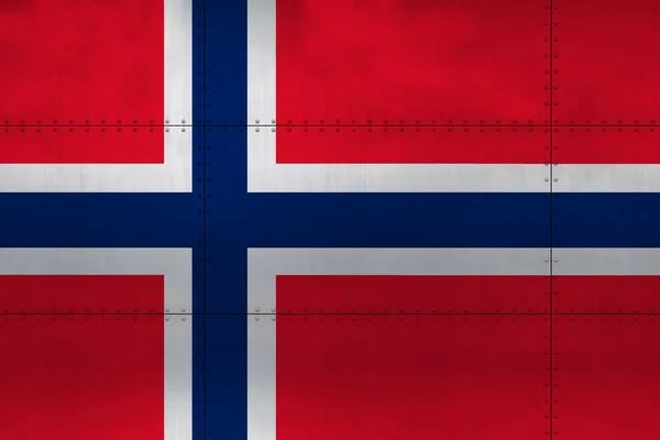 Bendera Norwegia pada logam — Stok Foto