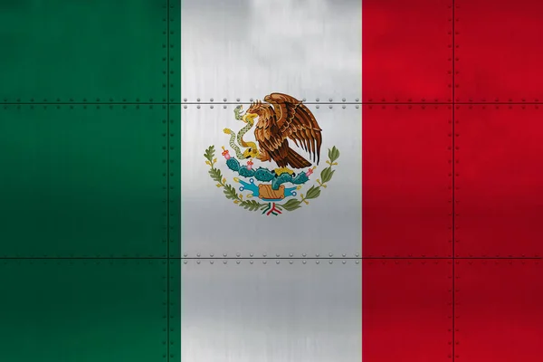 墨西哥国旗在金属上 — 图库照片