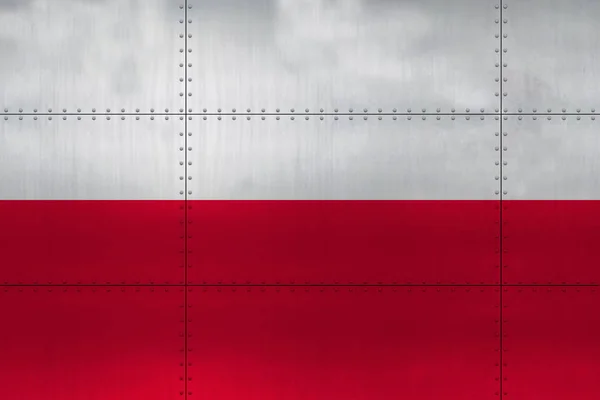 Bandera de Polonia sobre metal —  Fotos de Stock