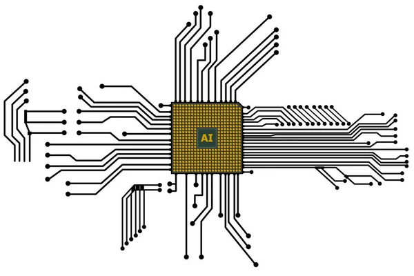 Chip Astratto Della Cpu Con Collegamento Del Circuito Stampato — Foto Stock