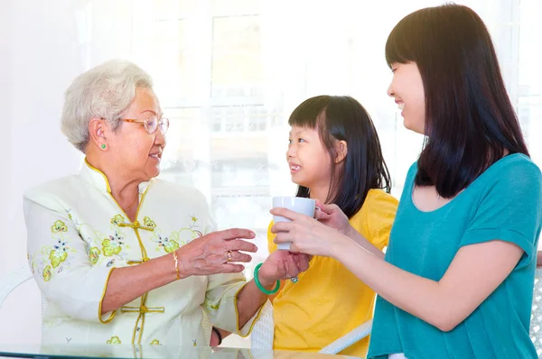 Ázsiai Idősebb Unokák — Stock Fotó